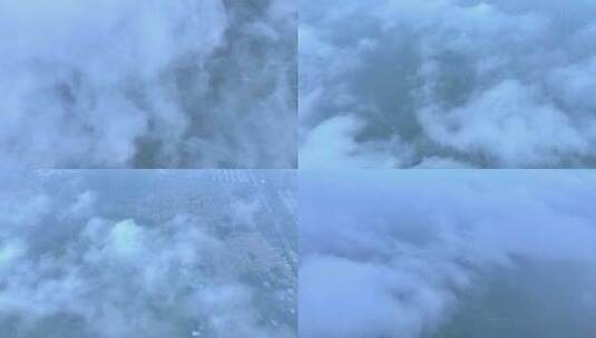 航拍枣庄云雾缭绕穿云的袁寨山风景区高清在线视频素材下载