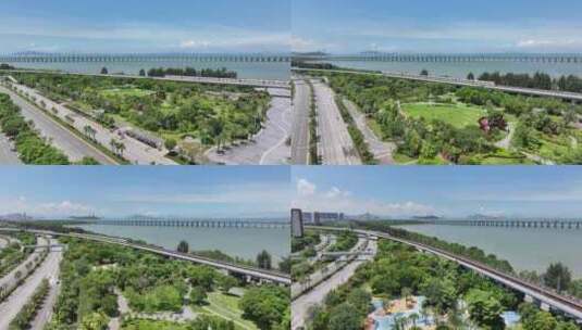 沿海高架桥深圳地铁11号线高清在线视频素材下载