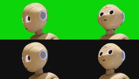 绿幕+黑底：AI人工智能机器人面部表情高清在线视频素材下载