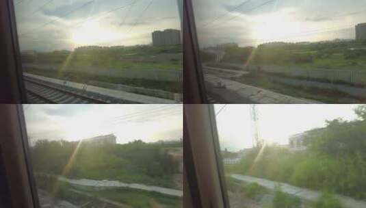 旅途高铁窗外风景一闪而过实拍高清在线视频素材下载