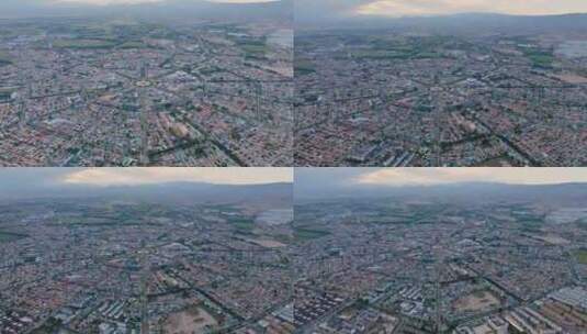 新疆伊犁特克斯县八卦城城市风光大气航拍高清在线视频素材下载