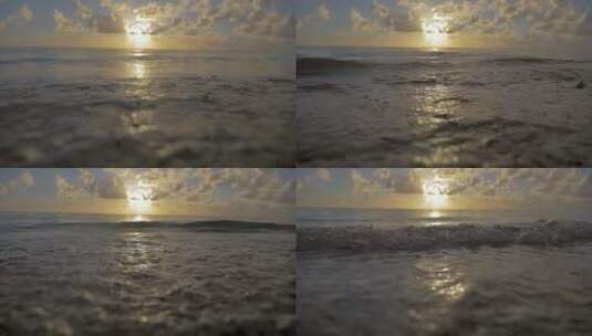 日落时岸边的海浪高清在线视频素材下载