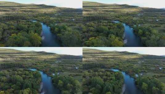 大兴安岭河流湿地秋色高清在线视频素材下载