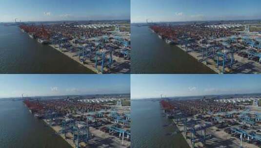 钦州港集装箱码头航拍高清在线视频素材下载