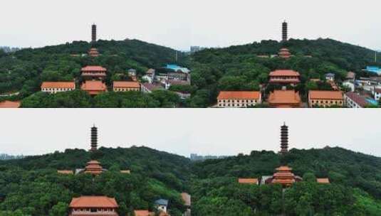 湖南岳阳圣安寺古寺庙历史人文航拍视频高清在线视频素材下载