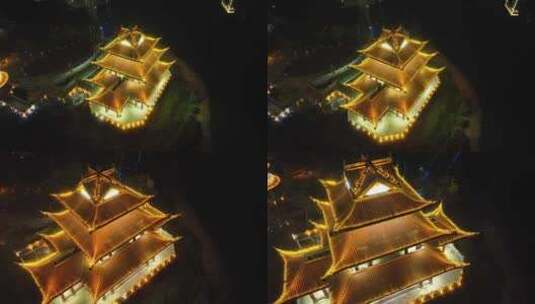 福建省厦门市同安区双溪公园夜景航拍高清在线视频素材下载