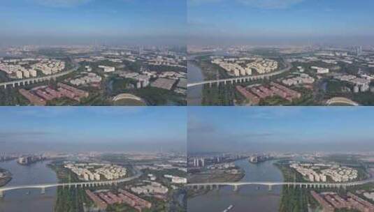 广州番禺区珠江水系航拍高清在线视频素材下载