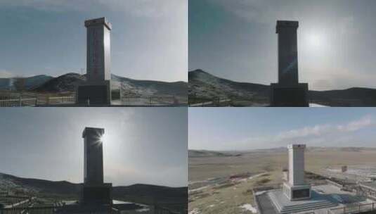 瓦切红军长征过草地纪念碑航拍高清在线视频素材下载