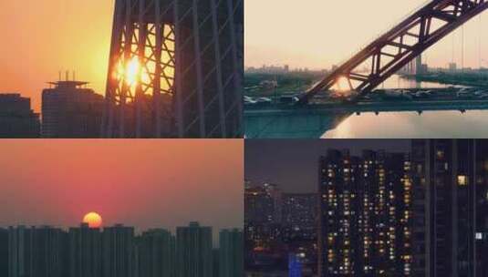 城市夕阳合集 广州城市人文唯美风光空镜高清在线视频素材下载
