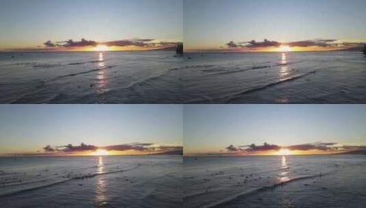 海上日落余光伴随着海浪缓缓消失高清在线视频素材下载