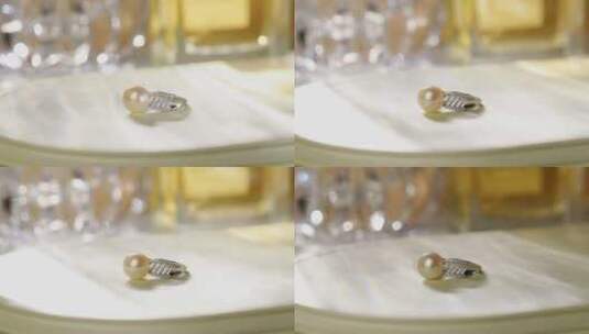 珍珠戒指光影特写高清在线视频素材下载