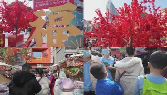 南宁三街两巷过年春节逛街集市集街道步行街高清在线视频素材下载