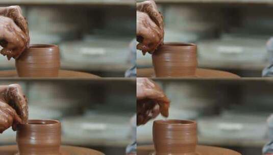 彩陶制作 彩陶 彩陶工艺 陶器 陶器加工高清在线视频素材下载
