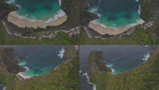 HDR印尼佩尼达岛精灵坠崖自然风光航拍高清在线视频素材下载