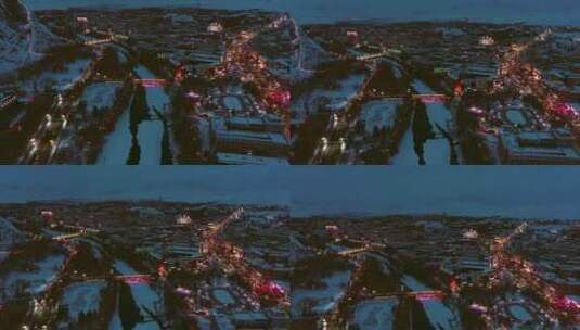阿勒泰市夜景  城市 航拍4k 新疆冬季高清在线视频素材下载