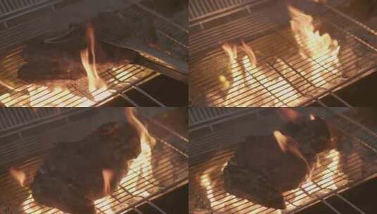 烤架上的烤牛排高清在线视频素材下载