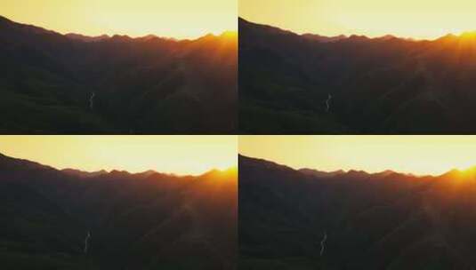 4K航拍杭州安吉山脉唯美日出日落高清在线视频素材下载