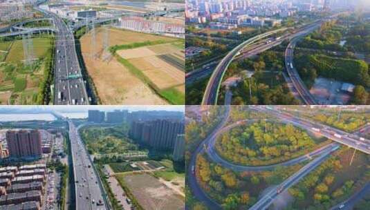 杭州立交桥汽车车辆车流延时合集风景视频素高清在线视频素材下载