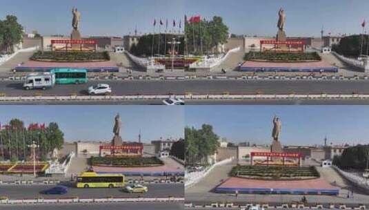 喀什市人民广场航拍高清在线视频素材下载