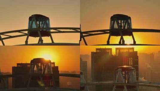 天津之眼清晨日出航拍8高清在线视频素材下载