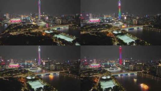 广州越秀区广州大桥海心桥航拍延时珠江车流高清在线视频素材下载