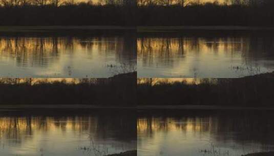 Loosahatchie河上的日落倒影，高清在线视频素材下载