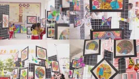 乡村振兴山区学校画展高清在线视频素材下载