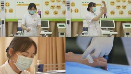 医院护士给住院病人扎针输液高清在线视频素材下载