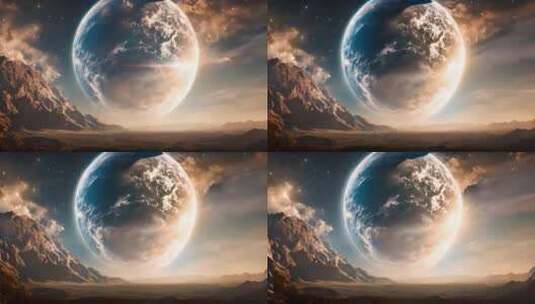 动画背景地球和其他太空行星V5高清在线视频素材下载