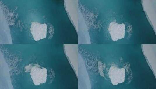 南极冰山俯瞰蓝色海浪高清在线视频素材下载