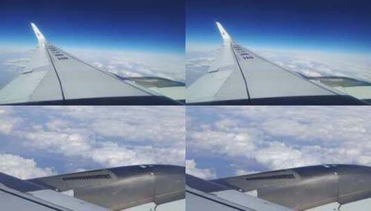 东方航空飞机乘客视角空中景色云层之上高清在线视频素材下载