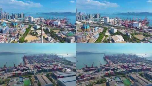 赤湾左炮台港口集装箱码头航拍工业素材价值高清在线视频素材下载