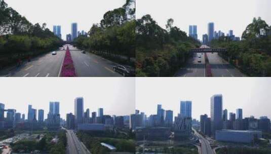 白石路交通深圳南山科技园高楼高清在线视频素材下载