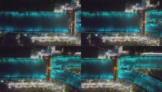 都江堰夜景航拍高清在线视频素材下载