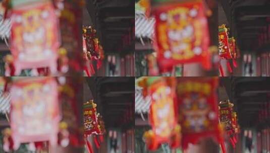中式长廊红灯笼 节日气氛高清在线视频素材下载