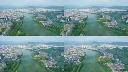 中国广州增城区增江河岸风光高清在线视频素材下载