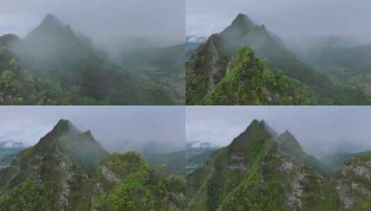 云顶高山脊戏剧性复制背景风景绿色丛林高清在线视频素材下载