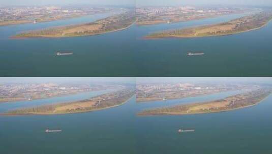 湖南长沙湘江水道航拍高清在线视频素材下载