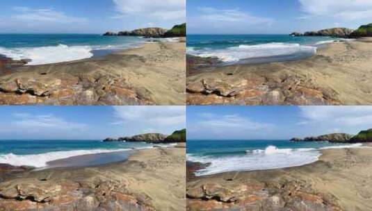 海边海滩海浪拍打沙滩旅行度假大海海景高清在线视频素材下载