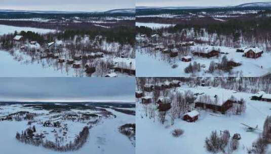 4K无人机航拍北欧芬兰雪景风光高清在线视频素材下载