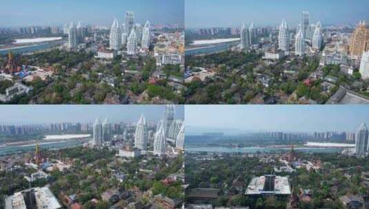 4K西双版纳景洪市东南亚建筑风格航拍视频高清在线视频素材下载