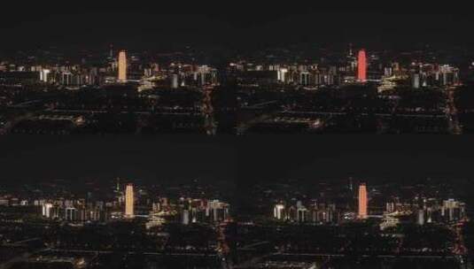 郑州大玉米城市夜景前飞高清在线视频素材下载