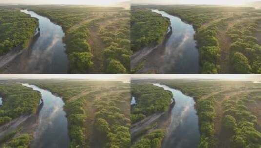 呼伦贝尔草原河流风光高清在线视频素材下载
