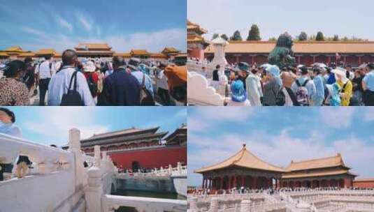 北京故宫参观的游客 旅行团高清在线视频素材下载