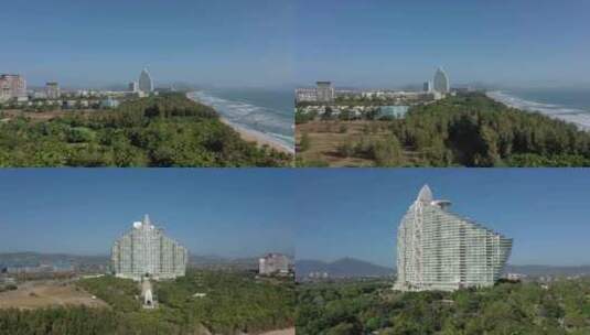 海南三亚海棠湾红树林酒店航拍4k高清在线视频素材下载