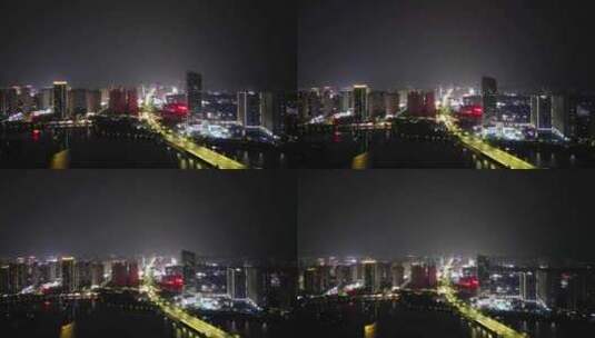 航拍安徽蚌埠东海大道夜景高清在线视频素材下载