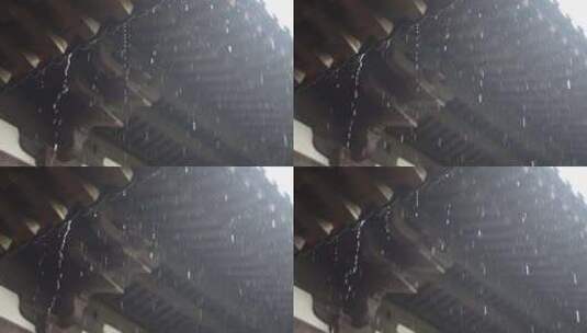 雨天屋檐下雨雨水惊蛰禅意古风清明大暑高清在线视频素材下载