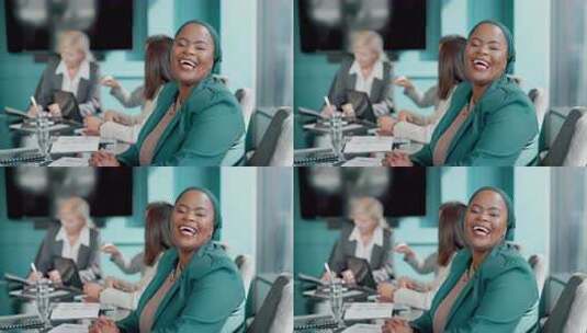 会议、办公室和商业黑人女性的面孔，用于计高清在线视频素材下载