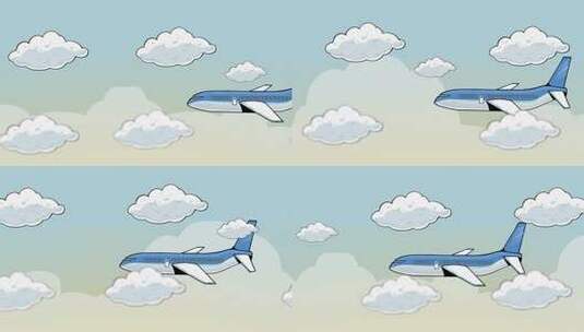 卡通飞机在天空中飞行高清在线视频素材下载