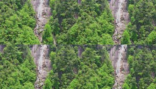 杭州临安牵牛岗山涧瀑布风景航拍高清在线视频素材下载